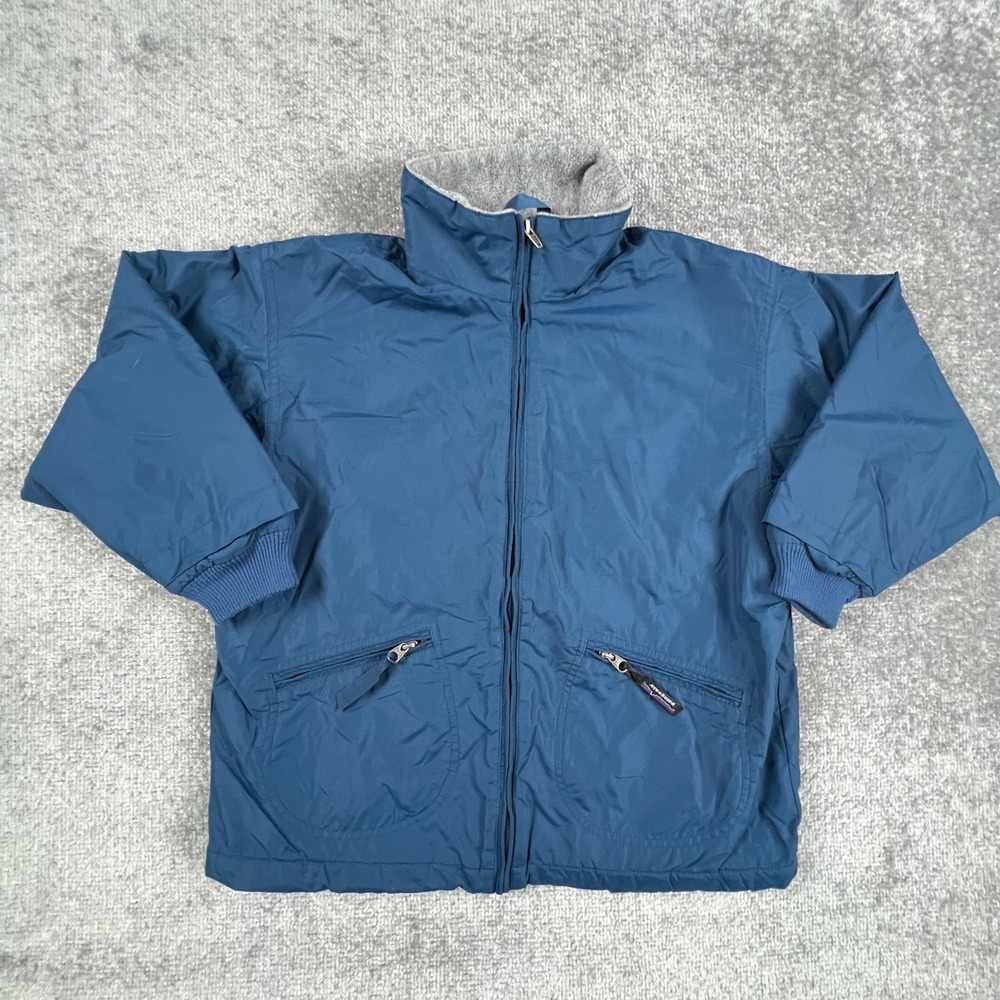 Patagonia Kids Shelled Synchilla Jacket S 7-8 Blue 90's Vintage Full Zip Skiing